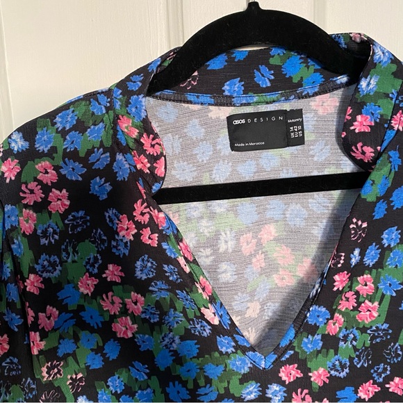 ASOS Maternity Multicolor Floral Print Long Sleeve Midi Dress Size 10. - Picture 2 of 4